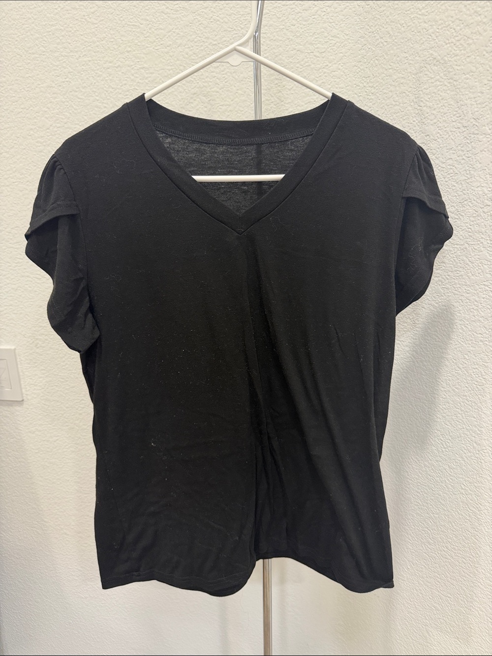 Black V-Neck Women’s Short Sleeve Top